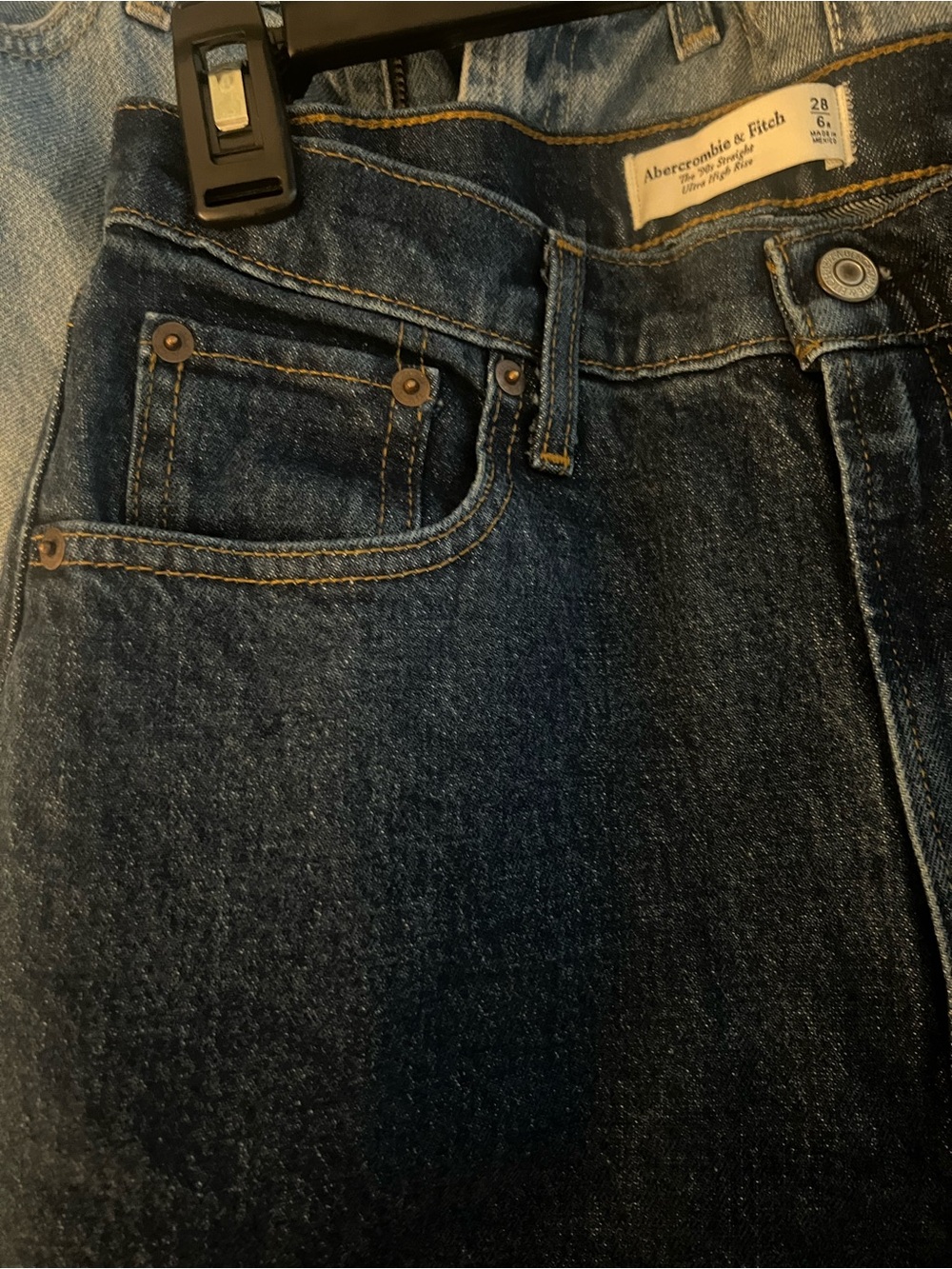 Abercrombie & Fitch Women's High-Rise Jeans in Dark Blue Denim